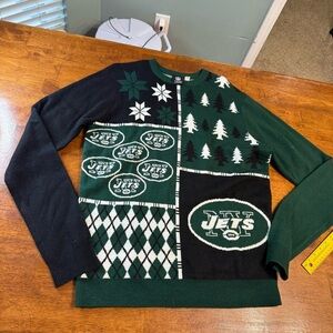 Forever Collectibles NFL Team Apparel NY Jets Green Black Crewneck Sweater L